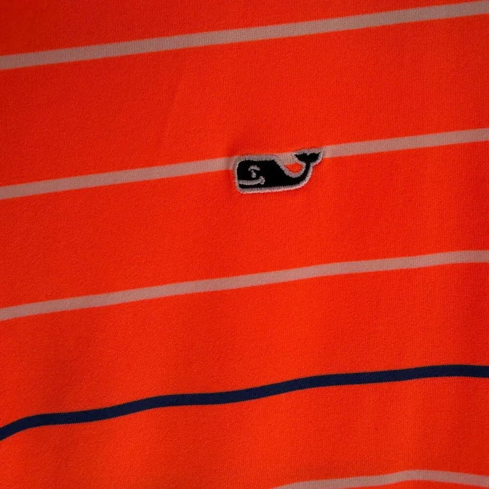 Vineyard Vines Men's Golf Polo Shirt Orange Striped Performance Lg pickleball